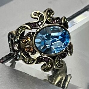 Elegant Blue Brass Ring